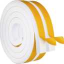 White Door Window Weather Stripping Self Adhesive Foam Tape 1 in  3/4 in  13 Ft, High Density Foam Sealing Strip Window Insulation Weatherproof Gasket Tape for Doors and Windows