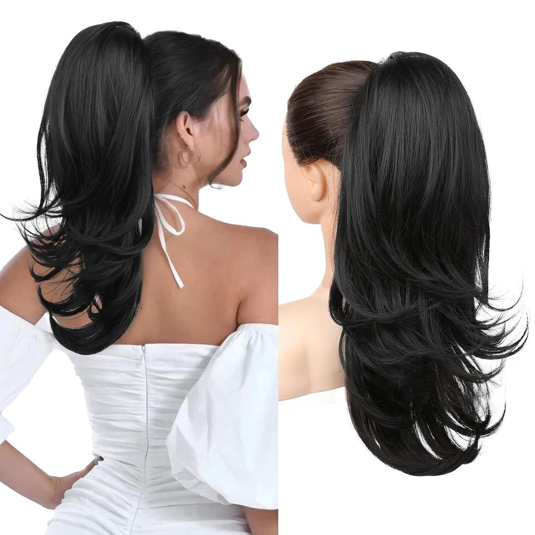 Flufymooz Ponytail Extension for Women, 20 Inch Drawstring Ponytail Hair Extension for Women, Soft Natural Looking Synthetic Pony Tails Hairpiece (Nature Black) Flufymooz Ponytail Extension for Women, 20 Inch Drawstring Ponytail Hair Extension for Women, Soft Natural Looking Synthetic Pony Tails Hairpiece (Nature Black)