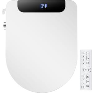 Bidet Toilet Seat, Round, Electric, Warm Water, Air Dryer, Heated Seat and Slow Close Lid, Front and Rear Wash, Night light, Wireless Remote, 102D (Round)