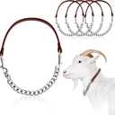 Misdary 2 Pcs Goat Show Collar Adjustable Iron Goat Chain Halter 14''-24'' Long for Sheep Horse Dog Cow Calf Farm Animal Supplies Accessories Animal Lovers Gift (14'',Brown)