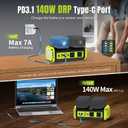 Kzreect 350W Pure Sine Wave Power Inverter Compatible with Ryobi 18V Batteries (Battery Not Included), Dual-Battery Auto-Switch, DC 18V to AC 120V, 140W USB-C PD, 600lm LED Light