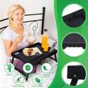 Artmeer Bed Tray Table with Folding Legs, Bamboo Breakfast Food Tray with Media Slot, Use As Platter, Laptop Desk, Snack, TV Tray Kitchen Serving Tray (Black Extra-Large Size)