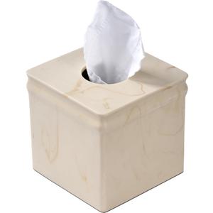 Yellow Marble Tissue Box Cover Retro Square for Bathroom Conutertop,Tissue Box Holder for Bedroom Night Stand,Tabletop,Vanity Desk,Office, Decorative Facil Cube Tissue Box Cover