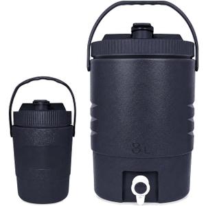 2.2 Gallon/8 L Portable Sports Cooler Water Beverage Dispenser,Insulated Cooler Dispenser With Spout & 33 Ounce/1 L Insulated Water Jug