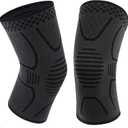 Double Couple 2 Pack Copper Knee Brace Knee Compression Sleeve Support for Men Women Knee Pain Working Out Running Sport Arthritis (Medium, Black&Dark Grey)