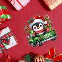 VODAPYC Christmas Penguin Diamond Art Tabletop Painting Kit, DIY Stand Up Double Sided Special Shaped Gnome Diamond Painting Desktop Ornament(Christmas Penguins Truck)