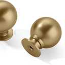 10 Pack 1 Inch Vintage Ball Brushed Brass Cabinet Knobs Kitchen Cabinet Hardware Brushed Gold Drawer Knobs Pulls for Drawers.
