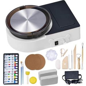 VEVOR Pottery Wheel for Kids Adults and Beginners - Complete Pottery Kit with 6" Turntable & Storage Design, Speed Adjustable with Air Clay Art Supplies Sculpting Tools, Craft Christmas Gifts, White