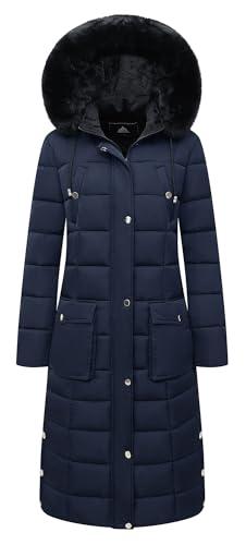 MOERDENG Women's Waterproof Long Winter Coat Thickened Down Alternative Jacket Warm Puffer Jacket Parka XL