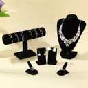 Wenqik 6 Pcs Velvet Jewelry Display Set Velvet Necklace Mannequin Bust Stand T Bar Bracelet Holder 2 Earring Stand 2 Ring Finger Jewelry Holder for Home Decor Showcase