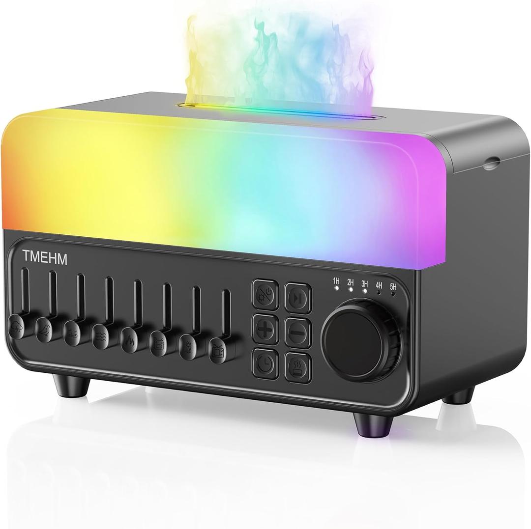 2026 4-in-1 Aroma Essential Oil Diffuser with Bluetooth Speaker Function, Humidifier, 12 Colors Night Light with 8 Nature Sounds, White Noise & Timer for Bedroom, Baby, Adults, and Kids (Black)