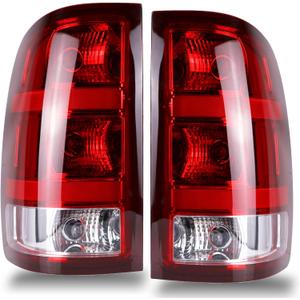 Nakuuly Tail Lights Compatible With 2007-2014 GMC Sierra 1500 2500HD 3500HD Driver and Passenger Side Taillights Brake Signal Assembly with Bulbs and Harness # 25958484 25958485