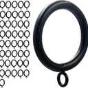 Curtain Ring Metal 42-Pcs 1.5 Inch Inner Diameter with Eyelets Fit Up to 1 1/4-Inch Rod Large Wire Diameter (Black-42Pcs)
