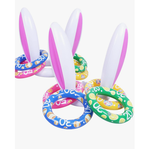 Max Fun Easter Inflatable Bunny Ring Toss Games Inflatable Toss Game for Easter Party Favors Indoor Outdoor Games (Easter Bunny Ears Ring Toss)