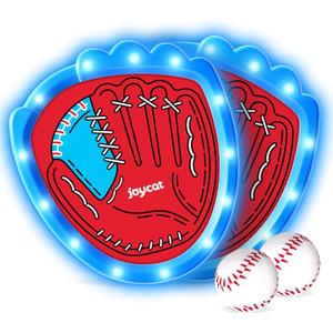 JoyCat Toss and Catch Ball Game,Light Up Toddler Kids Baseball Glove,Beach Pool Toys,Yard Games Sports Outdoor Toys,Easter Basket Stuffers,Birthday Gifts for 3+ Boys Girls (2 LED Paddles 2 Balls)