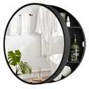 GRAINLLE 20'' Round Medicine Cabinet with Mirror, Bathroom Medicine Cabinet with Mirror with Storage Shelf, Circular Wall Mount Mirrored Cabinet (Black)