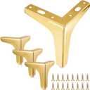 4PCS 5 Inch Gold Metal Furniture Legs Feets, Heavy Duty Triangle Table Chair Cabinet Sofa Couch Legs, DIY Replacement Sofa Feet Metal Legs for Furniture