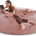 6FTBig Bean Bag Chairs for AdultsBean Bag Chair with FillerMemory Foam ChairRemovable and Washable Flannel Cover, Giant Bean Bag, Suitable for Living Room, Bedroom and Reading(Pink) (6FT-65"65"24")