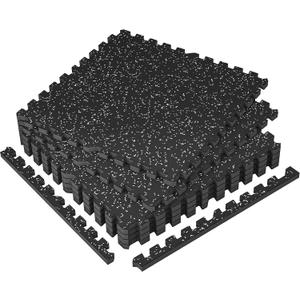 SUPERJARE 1" Extra-Thick Rubber Top Exercise Mat, Gym Flooring for Home Gym