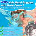 Vvinca Kids Swim Goggles with Nose Cover Comfort Fabric Strap, Wide View Diving Mask Anti-Fog/UV Swimming Goggles for 3-12