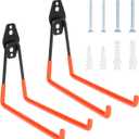 2 Pack Heavy Duty Steel Utility Wall Hooks, Wall Mount Garage Storage Organizer for Hanging Ladders, Bikes,Garden Tools, Skis