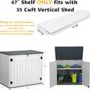EHHLY 35 Cuft Outdoor Storage Shed Shelf(2 Shelves ONLY, No Cabinet), Outdoor Storage Cabinet Shelves for 4x2.5 Ft Shed, Horizontal Resin Storage Shed Accessories, Dark Grey
