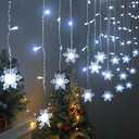 Christmas Snowflakes LED Curtain String Lights 11.5ft/3.5M 96LED Christmas Window Curtain Light Plug in String Light for Xmas Decor,Indoor and Outdoor,Birthday Party,Wedding, Bedroom Patio