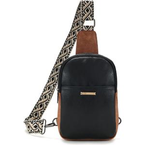Small Sling Bag for Women Women's Leather Crossbody Bag (F Black)