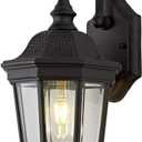 Outdoor Wall Lantern, Exterior Waterproof Outdoor Wall Light Fixtures, Black Aluminum Porch Sconces with E26 Sockets & Clear Glass