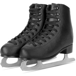 AhmyLion Figure Ice Skates for Beginners - White Comfortable Leather Ice Skates for Women, Men, Boys & Girls (Size Up 1 Size) (Women's Size-5.5/ Children 3.5Y)