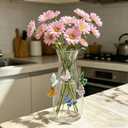 3D Butterfly Vase, 8.5 Inch Clear Unique Flower Vases for Centerpieces Wedding Themed Party Home Decor Living Room Bedroom Dining Coffee Table Bookshelf Kitchen Countertop, Multicolor
