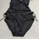 B2prity Women's Tankini Swimsuit Tummy Control Ruched Two Piece Bathing Suit Push Up Modest Swim Suits with Shorts, Black 