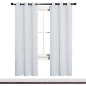 NICETOWN Room Darkening Draperies Curtains, Window Treatment Thermal Insulated Grommet Room Darkening Curtains/Drapes for Bedroom (Greyish White, 2 Panels, 34 by 72)