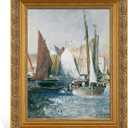 Rustic Wood Frame for 14x18 Canvas Painting, 2.4' Wide Antique Gold Designer Art Frame for Portrait Landscape Hotel Cruise Gallery Wall Decor Birthday Gift