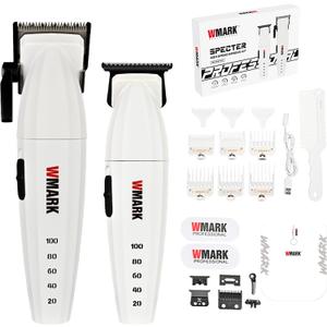 WMARK Professional 9000 RPM Hair Clipper & Trimmer Set for Men & Barbers - Zinc Alloy, Ergonomic Design, Complete Accessories, Gift Box NG-8632KIT
