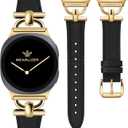 Wearlizer Leather Bands Compatible with Samsung Galaxy Watch 8 Band 40mm 44mm/Watch 8 Classic 46mm, Dressy Designer Slim Leather Strap Wristband Accessories with D-Shape Metal Buckle for Women