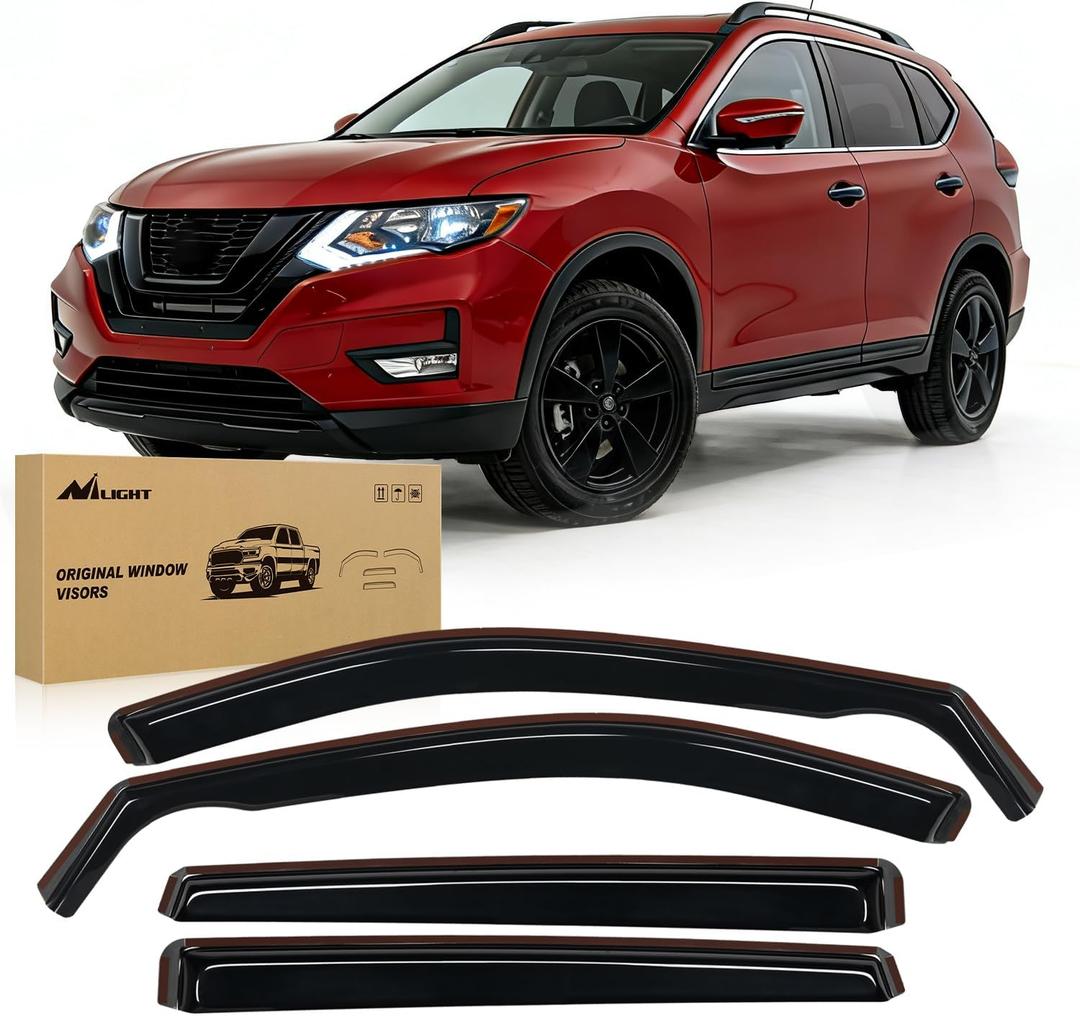 Nilight in Channel Rain Guards for Nissan Rogue S SV SL(Not fit Sport Model) 2014-2020 Original Window Deflectors, Vent Window Visors-4PCS