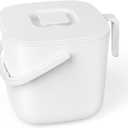 5.4L Kitchen Food Waste Bin with Lid & Handles, Indoor Compost Bucket Includes Inner Bucket Liner, White