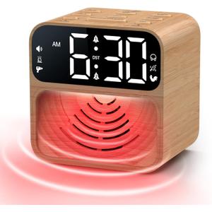 AuroraCalm Extra Loud Alarm Clock for Heavy Sleepers: 115dB Wake Up Alarm with Flashing Light to Help Prevent Oversleeping - Dual Alarm for Teens Adults Shift Workers Bedroom - Wood Grain