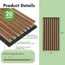 Art3d 12" x 24" Acoustic Wood Slat Wall Panel, 20pcs, 40 sq.ft, Deep Walnut