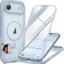 Miracase Magnetic for iPhone Air Case 6.5" [Compatible with MagSafe] Full-Body Phone Case with Built-in Glass Screen Protector & Camera Control,Drop Proof iPhone 17 Air Case Cover, Light Blue