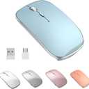 Wireless Mouse Chargeable Portable Silent USB and Type-C Dual Mode Wireless Mouse 3 Adjustable DPI for Laptop, Mac, Mac, Android, PC (Q23S Black) (Blue)