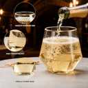 40 Pack 12oz Diamond Plastic Wine Glasses with Gold Rim, Disposable Stemless Wine Cups - Shatterproof, Unbreakable & BPA-Free, Recyclable Drinkware for Wedding, Birthday Party, New Year, Holidays