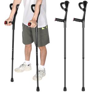 JellyArch 2 Pcs Forearm Crutches for Adults Open Cuff Adjustable Adult Crutches Aluminum Forearm Cane with Non Skid Rubber Tips