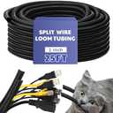 Kanayu Split Flame Retardant Wire Loom High Temperature Cable Conduit Split Cable Sleeves Loom Tubing Auto Wire Conduit for Industrial Electrical Automotive Marine(1''-25 ft, Black)
