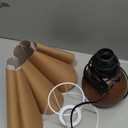 KUNJOULAM Cute Small Table Lamp, Modern Bedside Nightstand Lamp with Coffee Fabric Lampshade, Metal Base for Bedroom Home Office Decor (Without Buld)