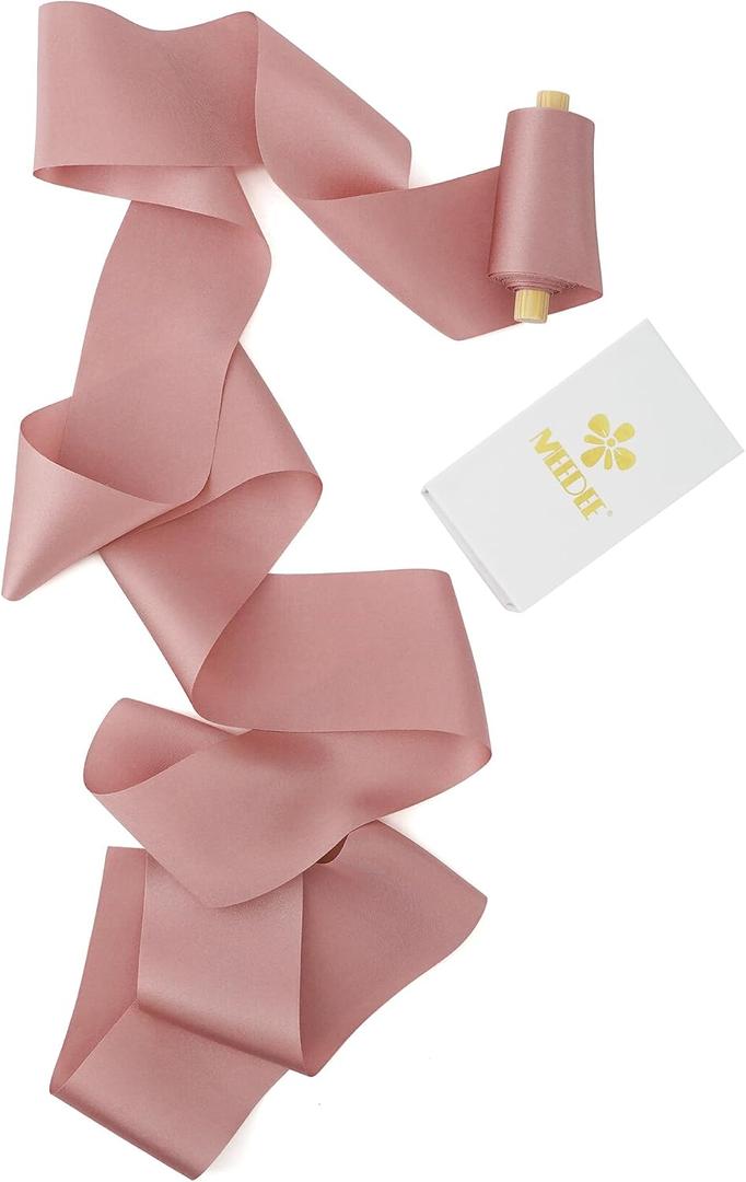 MEEDEE Mauve 'N' Pink Silk Hair & DIY Ribbon Spools 2in Wide x 5yds Each - Perfect for Weddings, Bouquets & Occasions