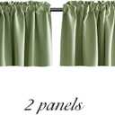 DONREN Sage Green Window Valances for Kitchen -Blackout Valances for Window with Rod Pocket (42 by 18 Inch,2 Panels)