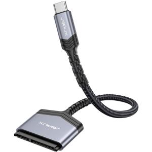 JSAUX SATA to USB C Cable, USB C 3.1 to 2.5 SATA III Hard Driver Adapter Aluminum Shell External Converter Compatible with SSD/HDD Data Transfer-Grey