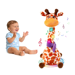 LLUKEME Dancing Talking Giraffe Toy, Stuffed Animal Baby Toy Repeating What You Say, Glowing Musical Electronic Giraffe Gifts for Toddlers 13 Years Old (New Giraffe)
